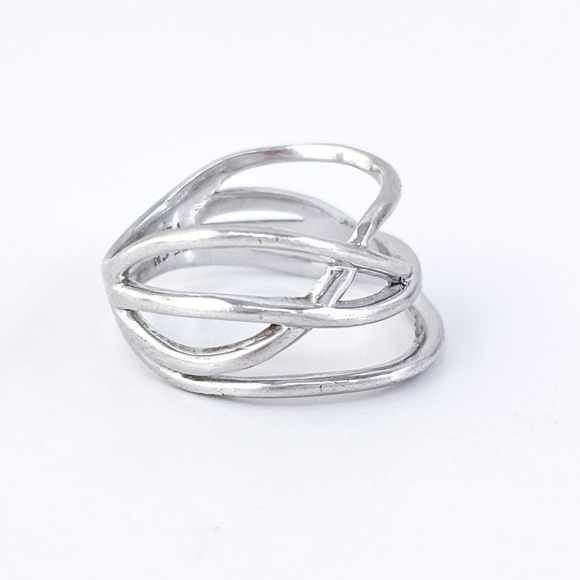 Vintage Sterling Silver 925 Open Crossover Band Ring Size 7 - Picture 4 of 8